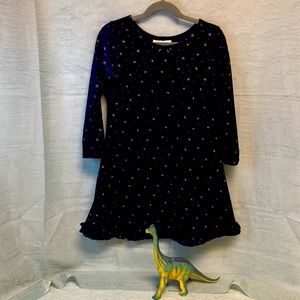 SWAT Purple Ditsy Floral Velvet Long Sleeve Vintage Kids Dress | 6X